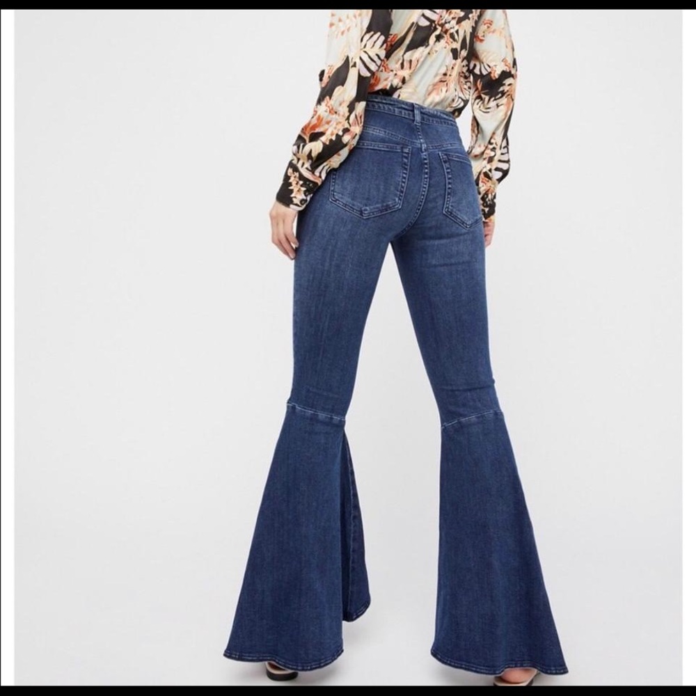 Free People Ruffle Flare Jeans